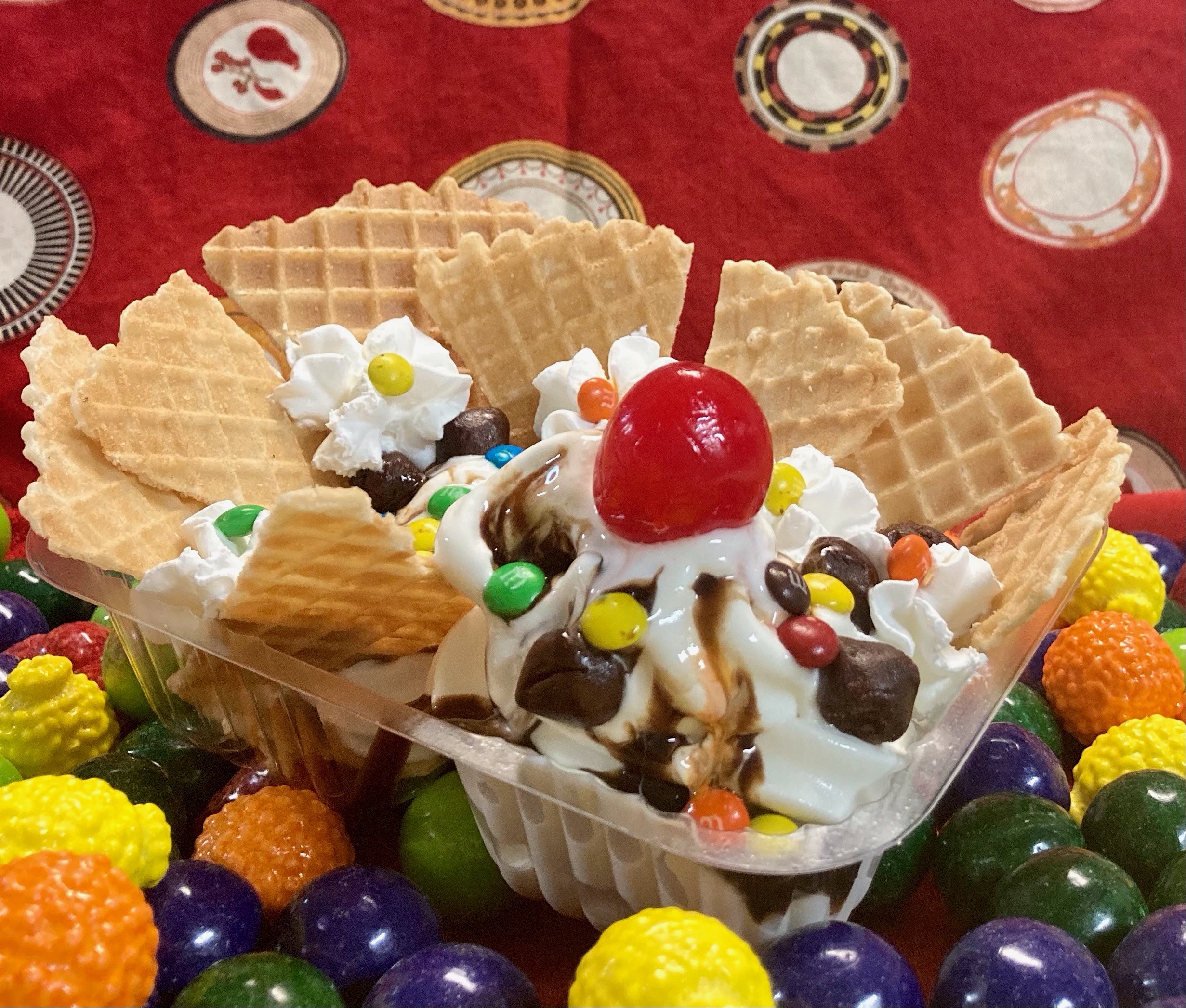 ice cream sundae with cone nachos to scoop up soft serve